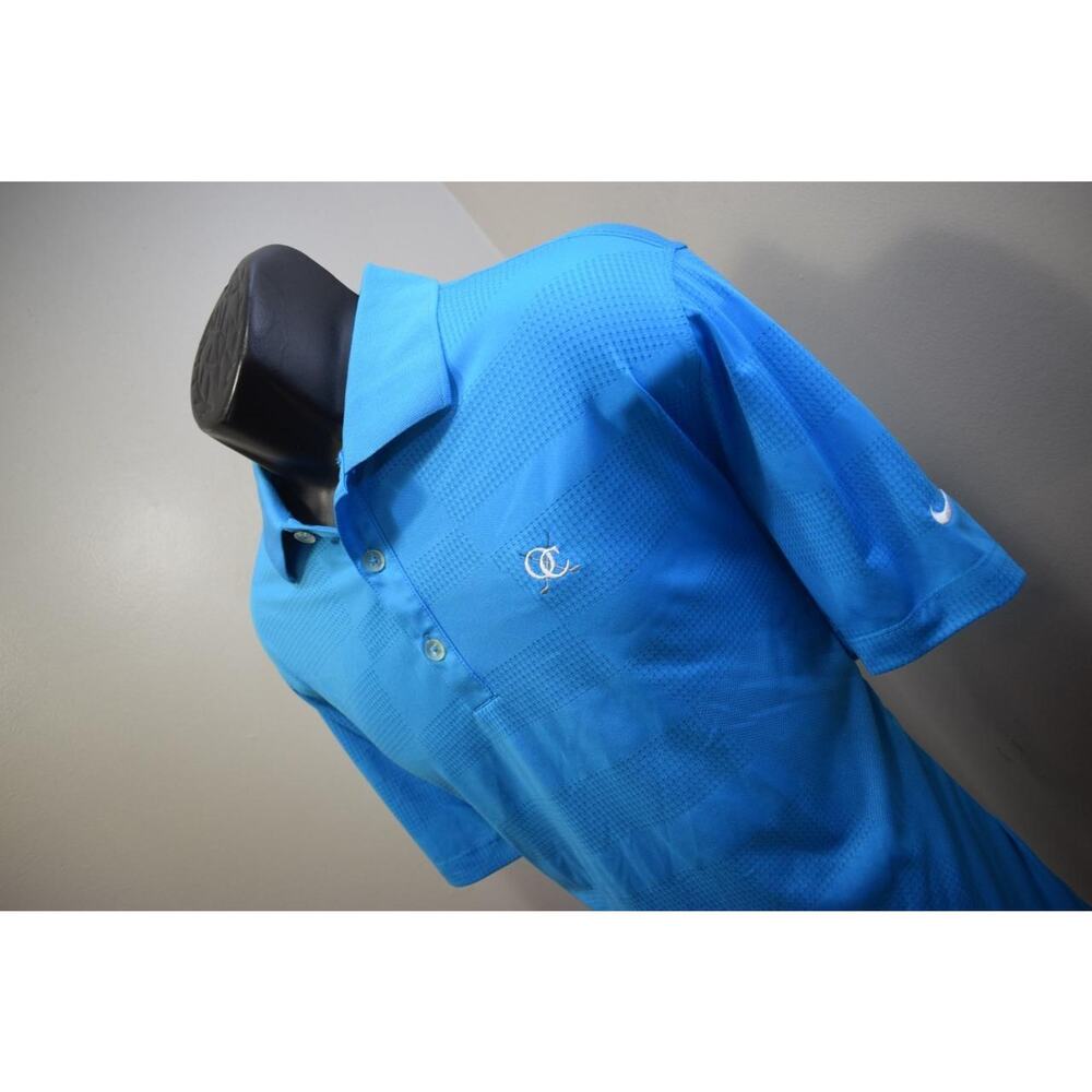 Nike Golf Dri Fit Tour Performance Blue Athletic Golf Polo Size Large